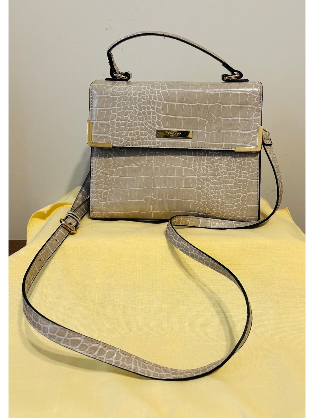 Dune London box Satchel Crossbody Dome Flap Bag Faux Croc Embossed